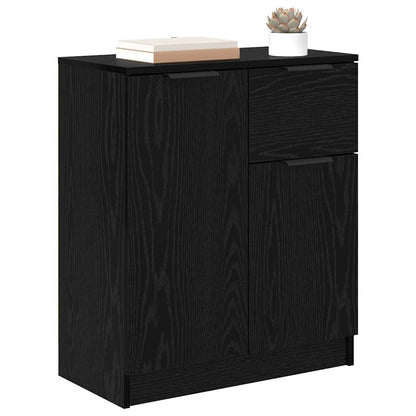 Dressoir met lade Zwart Eiken 60 x 30 x 70 cm Bewerkt hout