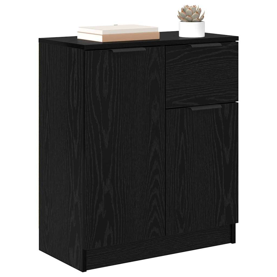 Dressoir met lade Zwart Eiken 60 x 30 x 70 cm Bewerkt hout