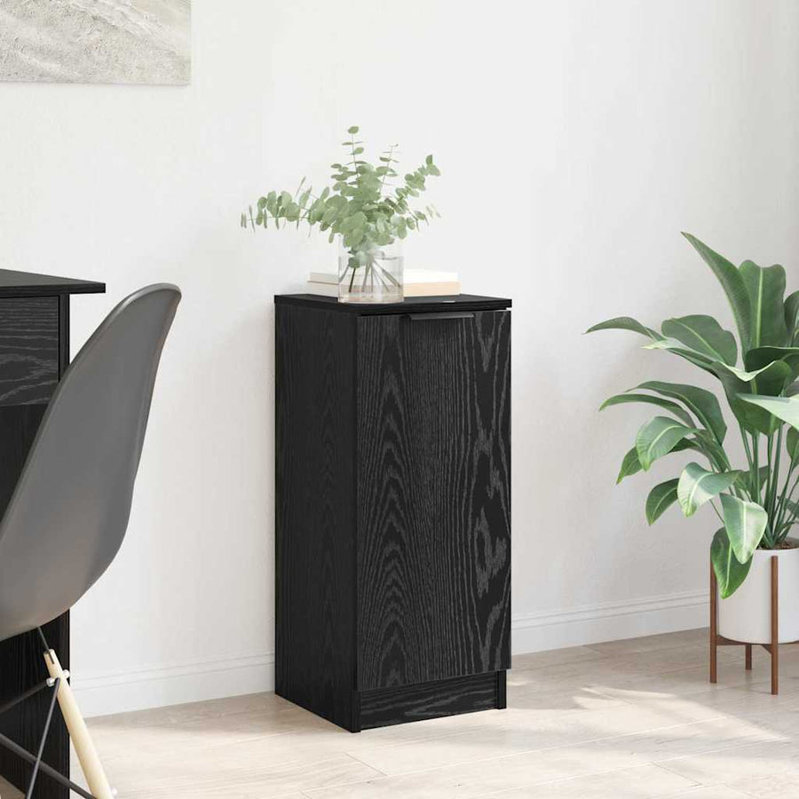 Dressoir Zwart Eiken 30 x 30 x 70 cm Bewerkt hout