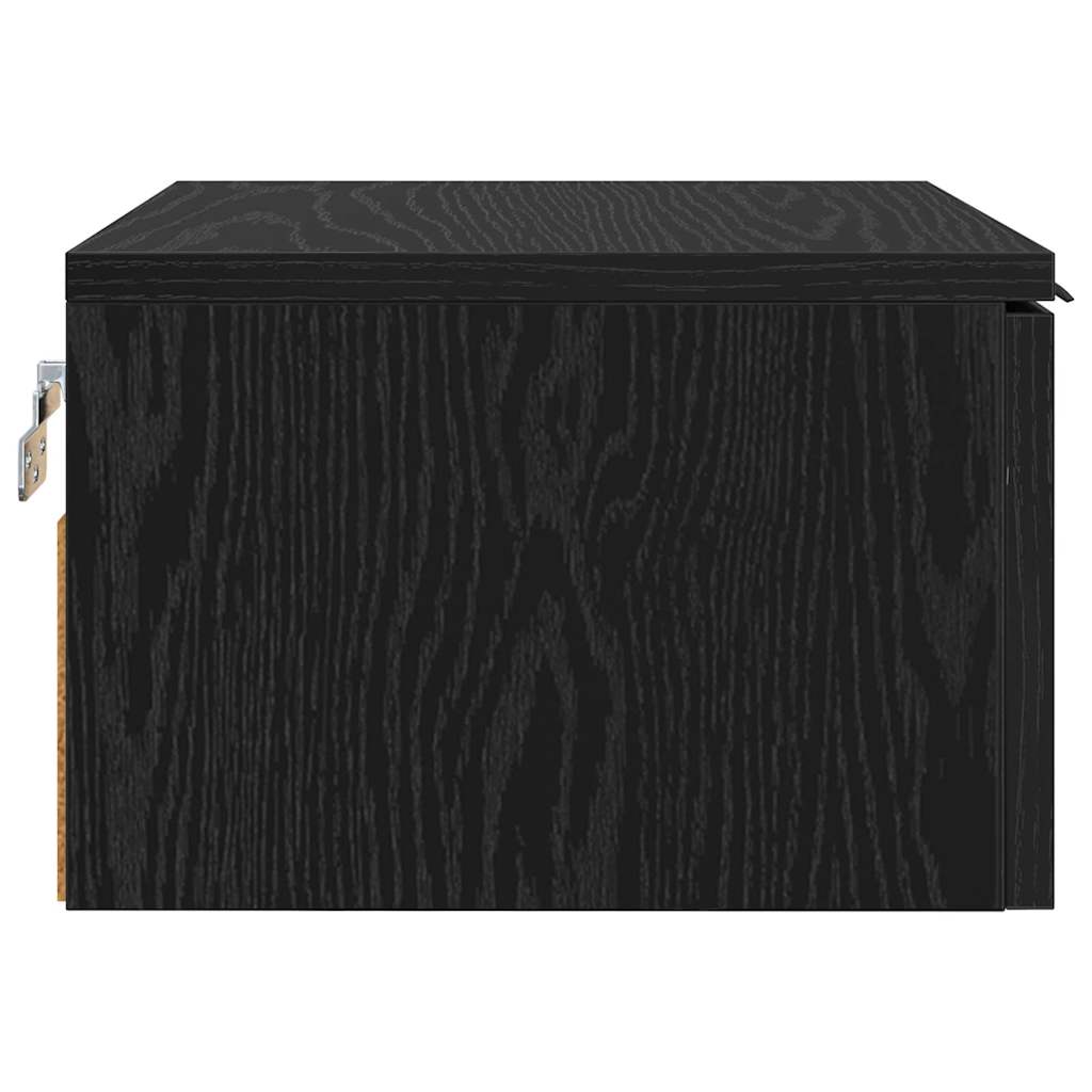 Nachtkastje met lade Zwart eiken 34 x 30 x 20 cm Bewerkt hout