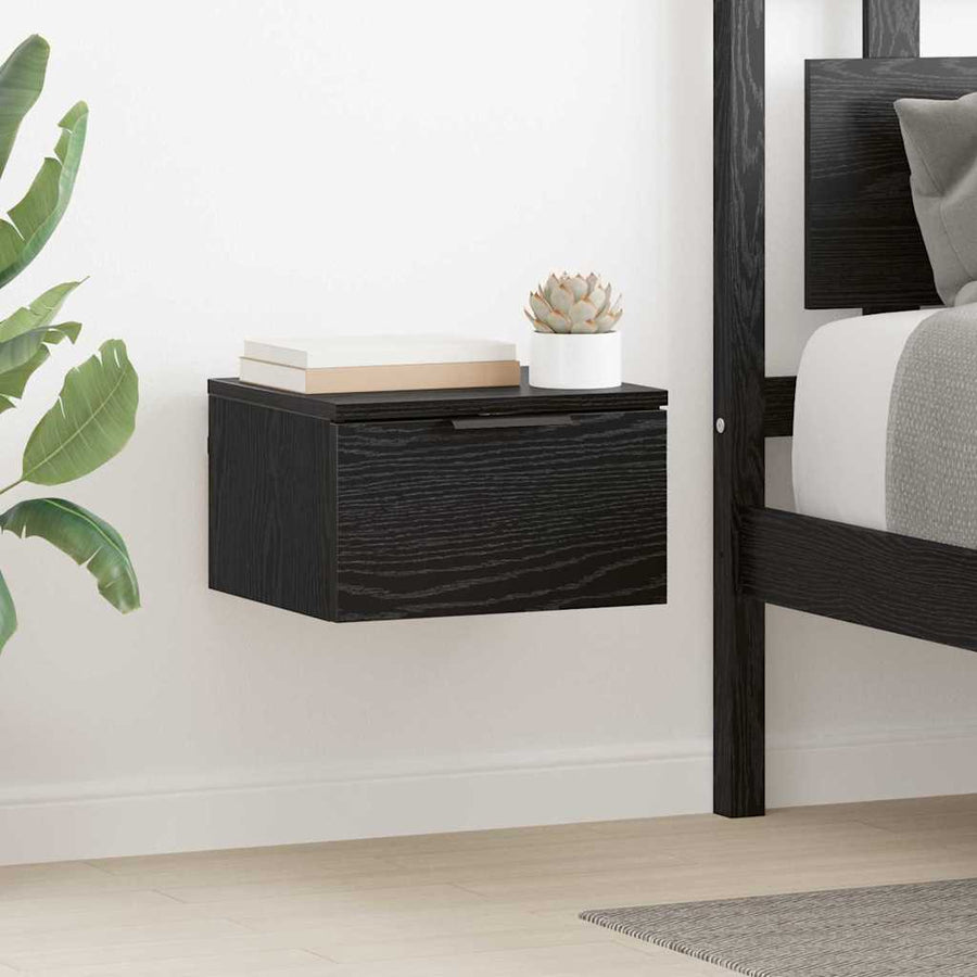 Nachtkastje 2 pcs Zwart eiken 34 x 30 x 20 cm Bewerkt hout