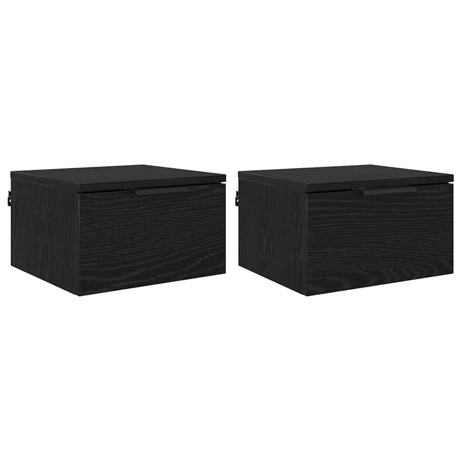 Nachtkastje 2 pcs Zwart eiken 34 x 30 x 20 cm Bewerkt hout
