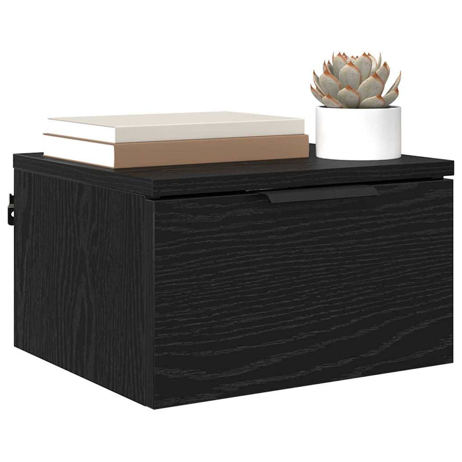 Nachtkastje 2 pcs Zwart eiken 34 x 30 x 20 cm Bewerkt hout