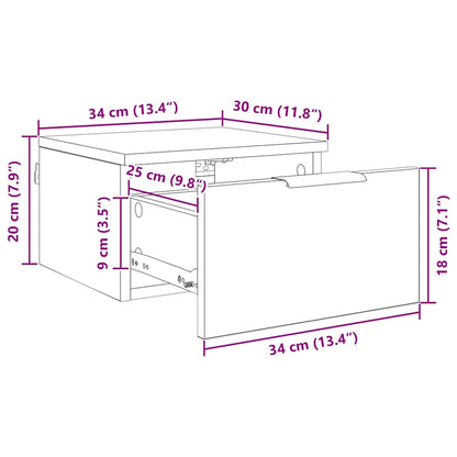 Nachtkastje 2 pcs Zwart eiken 34 x 30 x 20 cm Bewerkt hout