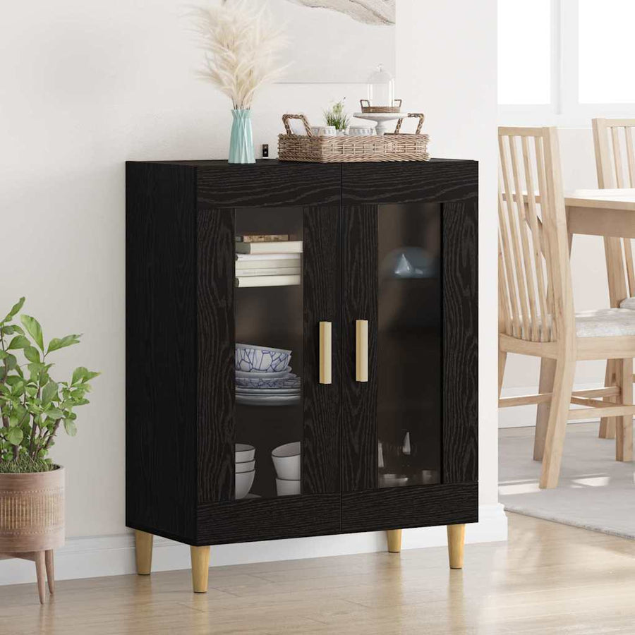 Dressoir Zwart Eiken 69,5 x 34 x 90 cm Bewerkt hout