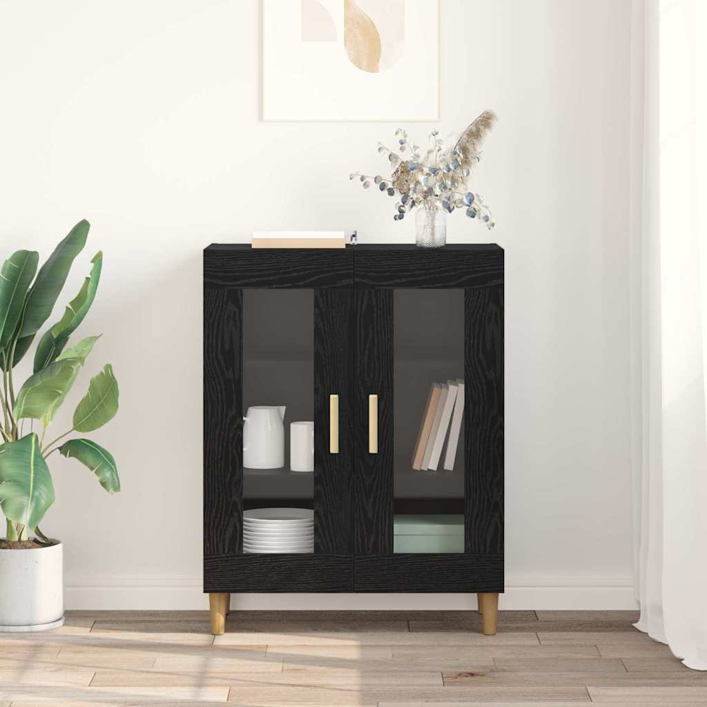 Dressoir Zwart Eiken 69,5 x 34 x 90 cm Bewerkt hout