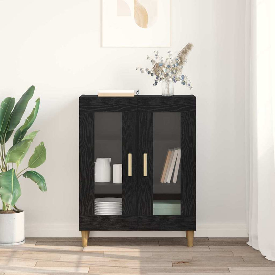 Dressoir Zwart Eiken 69,5 x 34 x 90 cm Bewerkt hout