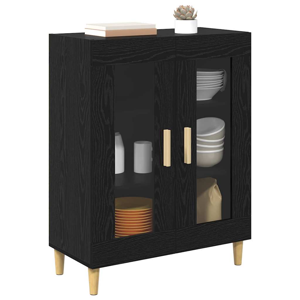Dressoir Zwart Eiken 69,5 x 34 x 90 cm Bewerkt hout