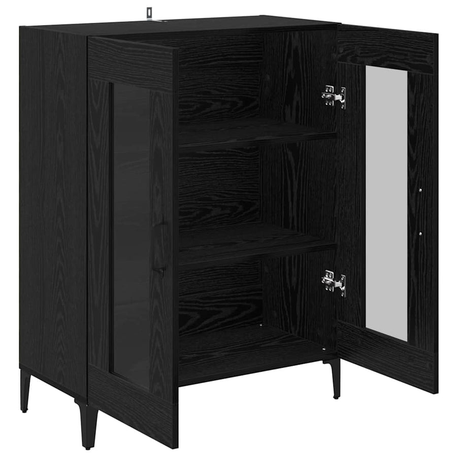 Dressoir Zwart Eiken 69,5 x 34 x 90 cm Gemonteerd hout en ijzer
