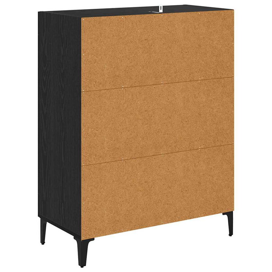 Dressoir Zwart Eiken 69,5 x 34 x 90 cm Gemonteerd hout en ijzer