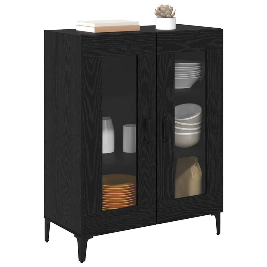 Dressoir Zwart Eiken 69,5 x 34 x 90 cm Gemonteerd hout en ijzer