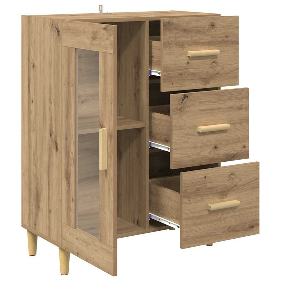 Dressoir met lade Artisan Eiken 69,5 x 34 x 90 cm Bewerkt hout