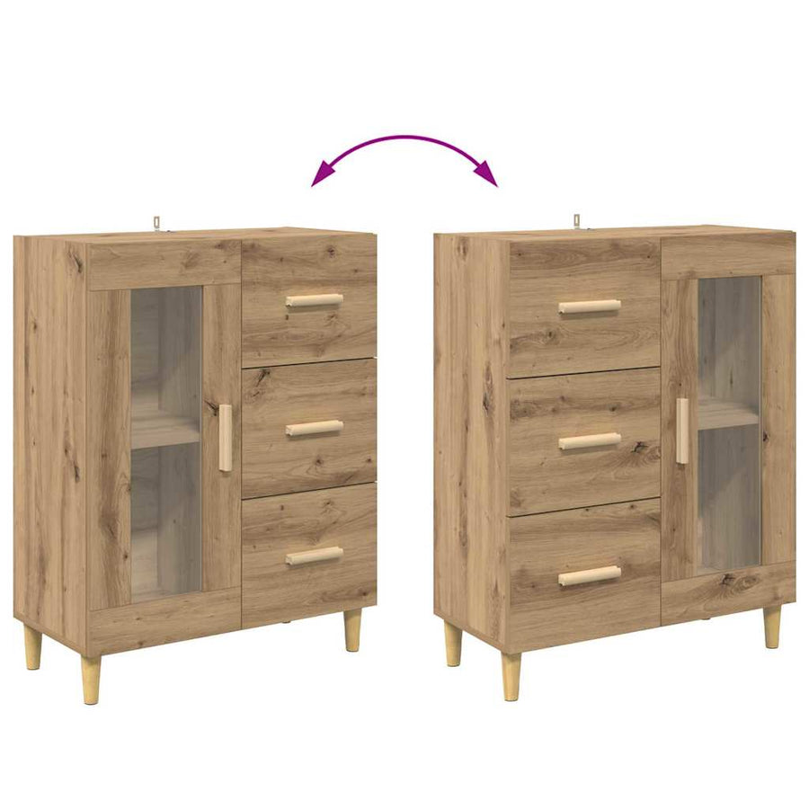 Dressoir met lade Artisan Eiken 69,5 x 34 x 90 cm Bewerkt hout