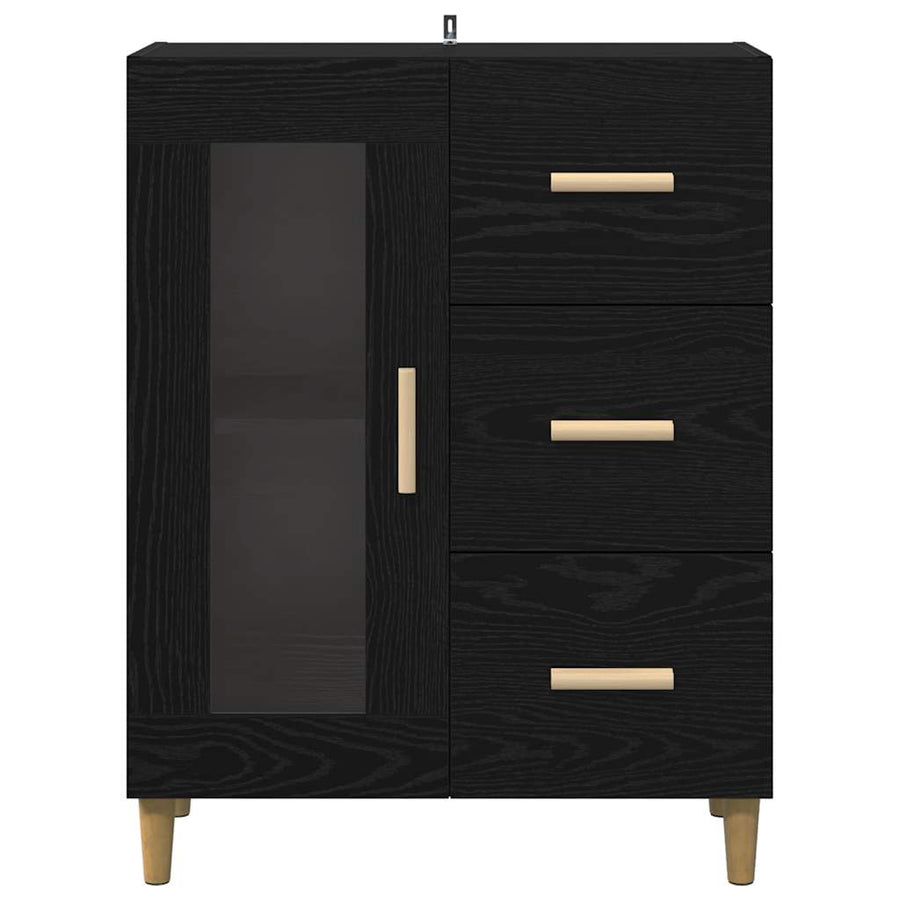 Dressoir met lade Zwart Eiken 69,5 x 34 x 90 cm Bewerkt hout