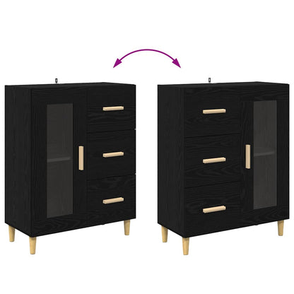 Dressoir met lade Zwart Eiken 69,5 x 34 x 90 cm Bewerkt hout