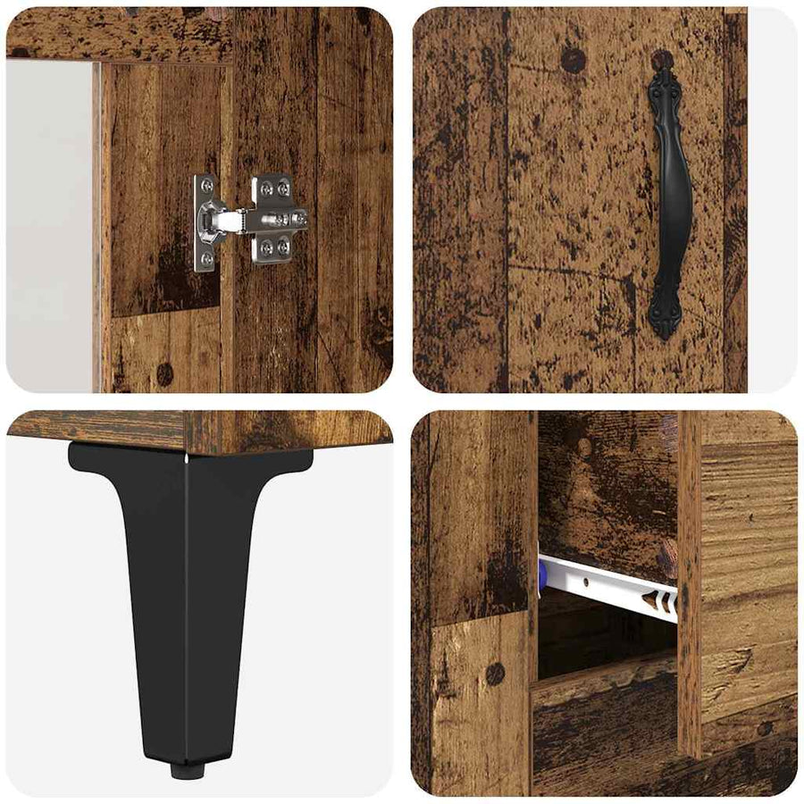Dressoir Oud Hout 69,5 x 34 x 90 cm Gemonteerd hout en ijzer
