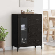 Dressoir 69,5x34x90 cm zwart eiken hout ijzer