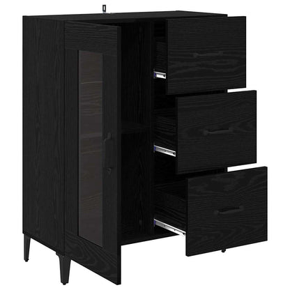 Dressoir Zwart Eiken 69,5 x 34 x 90 cm Gemonteerd hout en ijzer