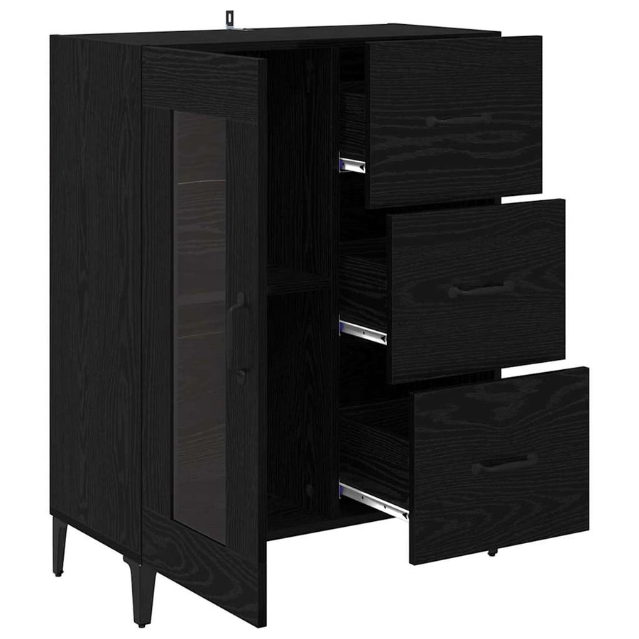 Dressoir Zwart Eiken 69,5 x 34 x 90 cm Gemonteerd hout en ijzer