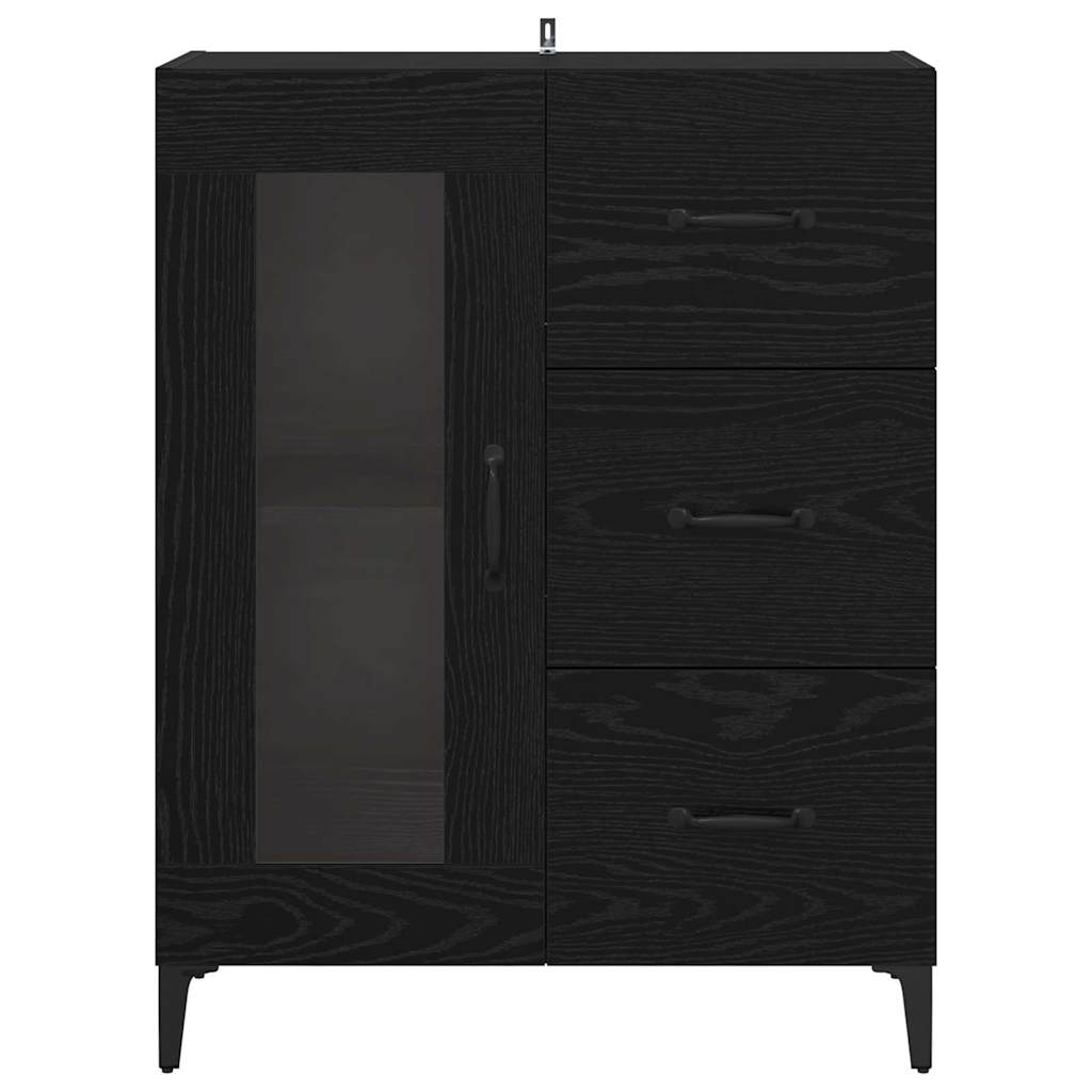 Dressoir Zwart Eiken 69,5 x 34 x 90 cm Gemonteerd hout en ijzer