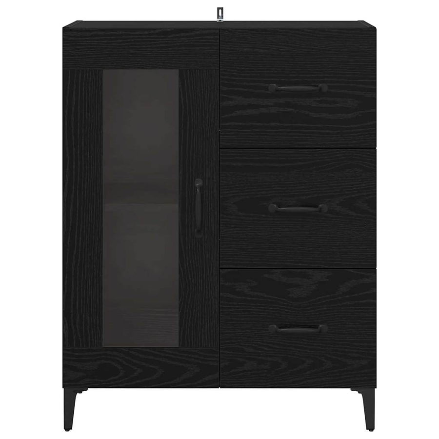 Dressoir Zwart Eiken 69,5 x 34 x 90 cm Gemonteerd hout en ijzer
