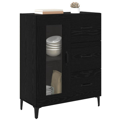 Dressoir Zwart Eiken 69,5 x 34 x 90 cm Gemonteerd hout en ijzer