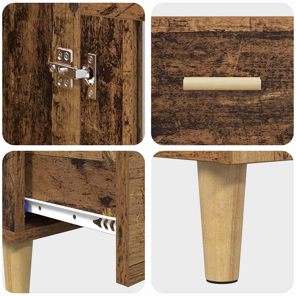 Highboard met lade Oud Hout 70 x 31 x 115 cm Bewerkt hout