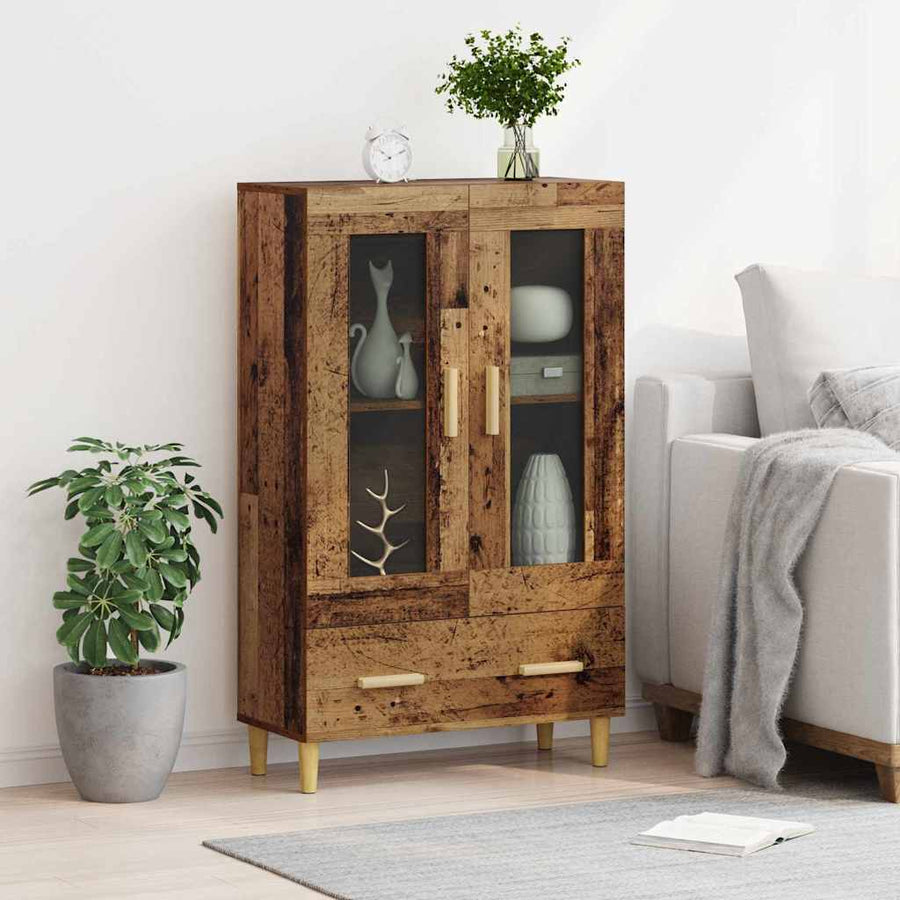 Highboard met lade Oud Hout 70 x 31 x 115 cm Bewerkt hout