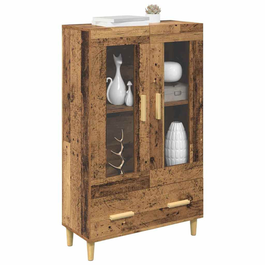 Highboard met lade Oud Hout 70 x 31 x 115 cm Bewerkt hout