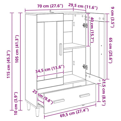 Highboard met lade Oud Hout 70 x 31 x 115 cm Bewerkt hout