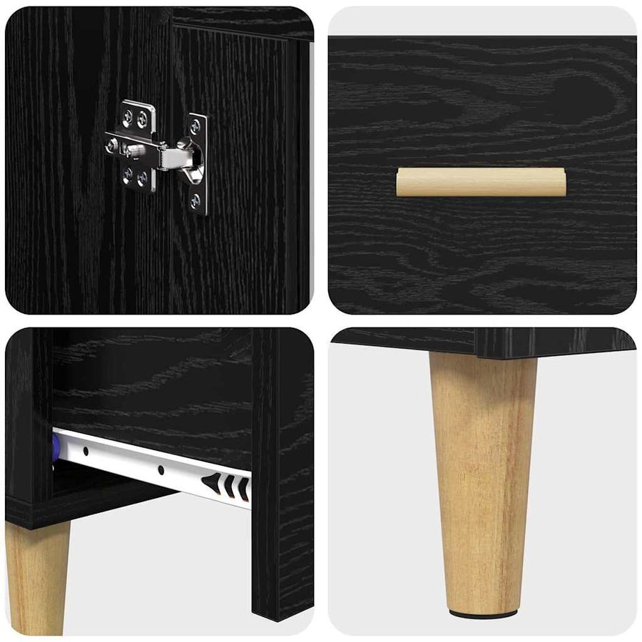 Highboard met lade Zwart Eiken 70 x 31 x 115 cm Bewerkt hout