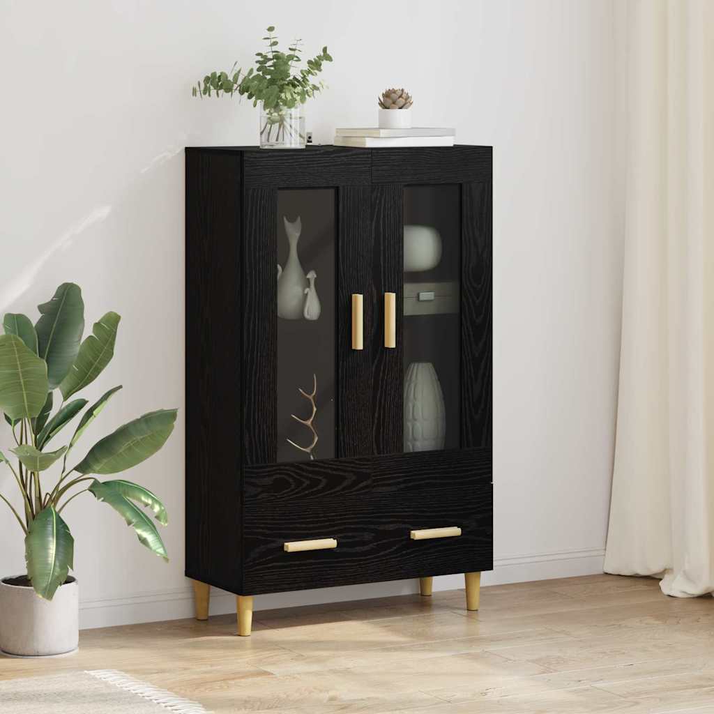 Highboard met lade Zwart Eiken 70 x 31 x 115 cm Bewerkt hout