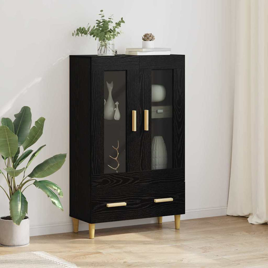 Highboard met lade Zwart Eiken 70 x 31 x 115 cm Bewerkt hout