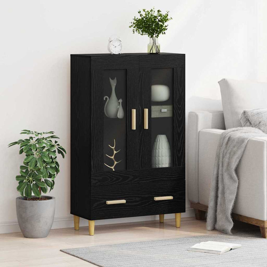 Highboard met lade Zwart Eiken 70 x 31 x 115 cm Bewerkt hout