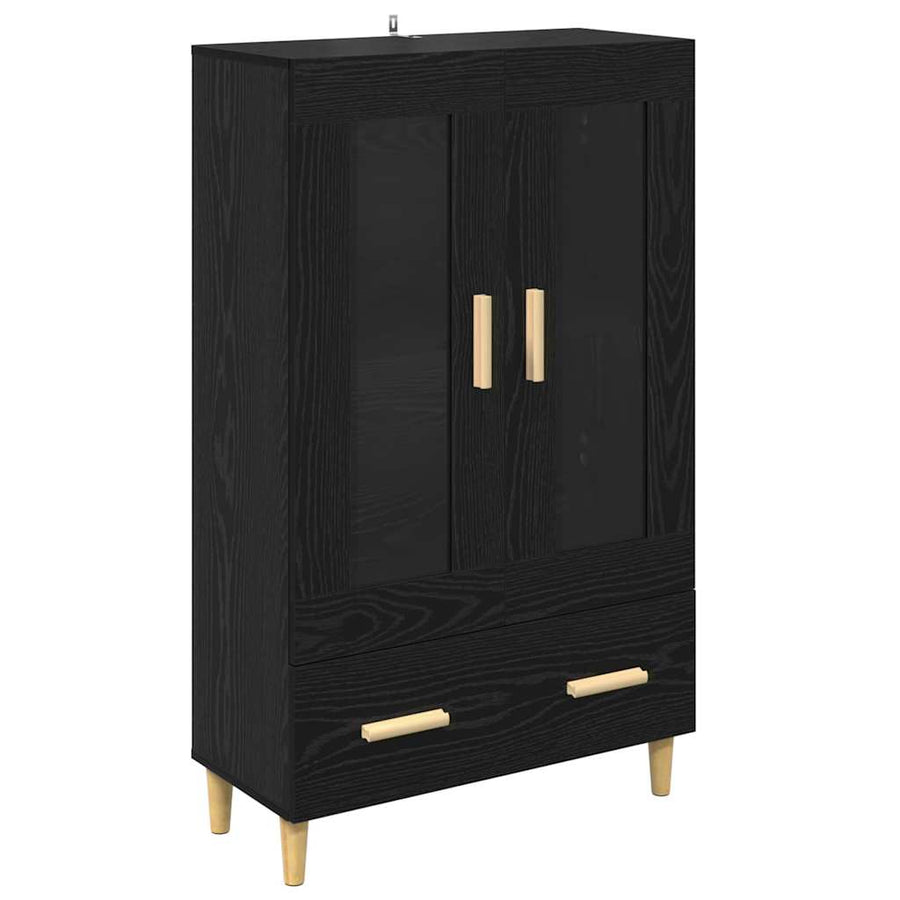 Highboard met lade Zwart Eiken 70 x 31 x 115 cm Bewerkt hout