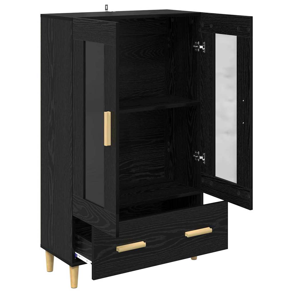 Highboard met lade Zwart Eiken 70 x 31 x 115 cm Bewerkt hout