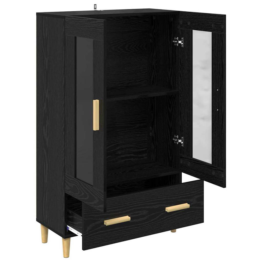 Highboard met lade Zwart Eiken 70 x 31 x 115 cm Bewerkt hout
