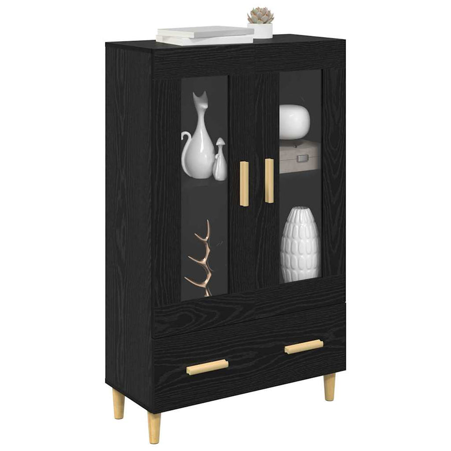 Highboard met lade Zwart Eiken 70 x 31 x 115 cm Bewerkt hout