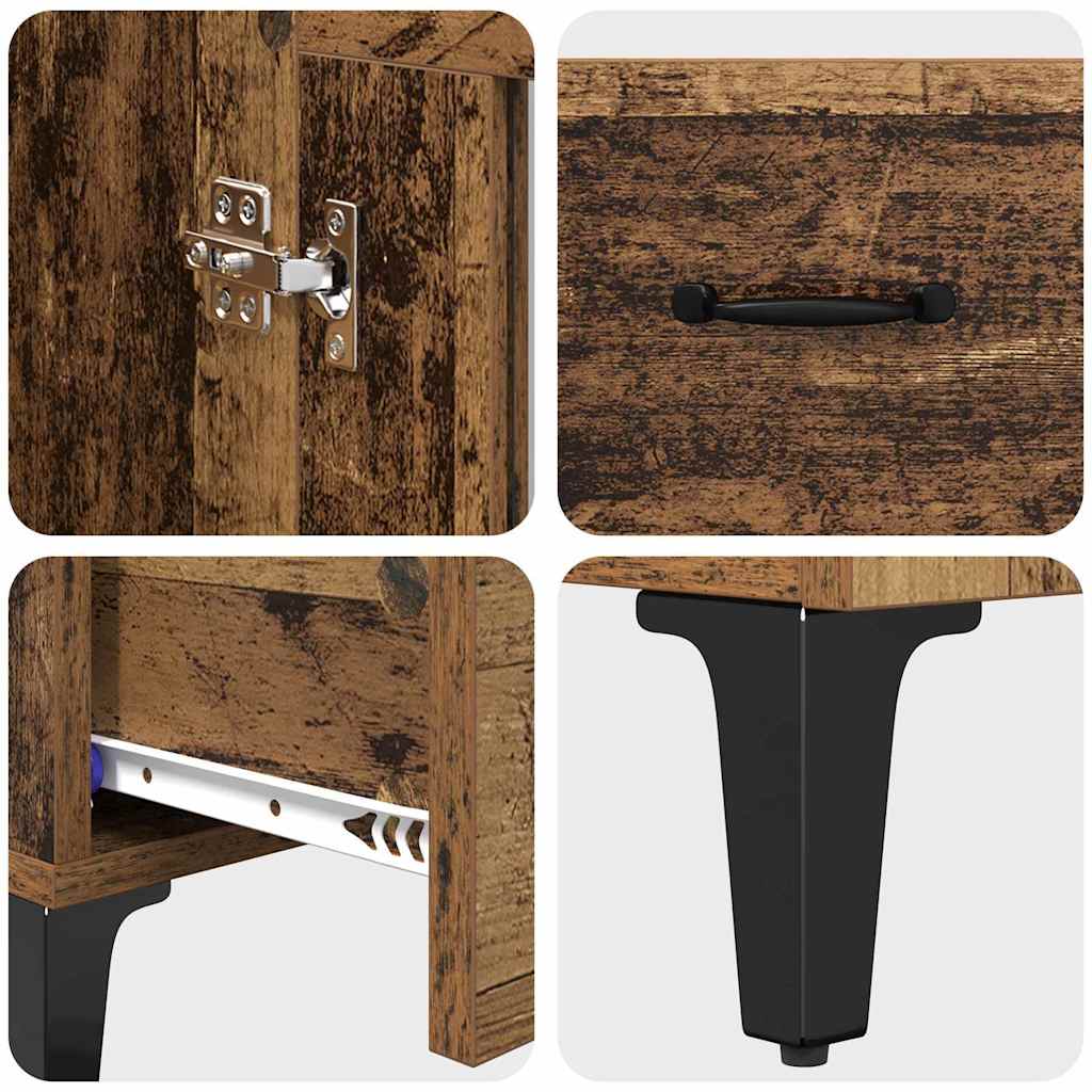 Highboard Oud Hout 70 x 31 x 115 cm Gemonteerd hout en ijzer