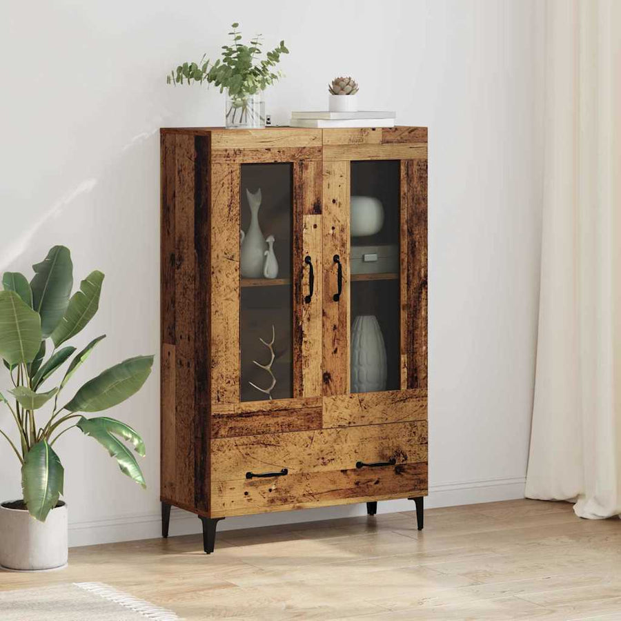 Highboard Oud Hout 70 x 31 x 115 cm Gemonteerd hout en ijzer
