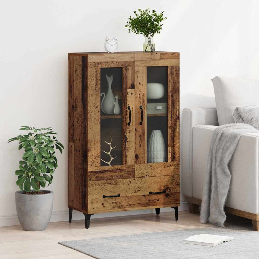 Highboard Oud Hout 70 x 31 x 115 cm Gemonteerd hout en ijzer