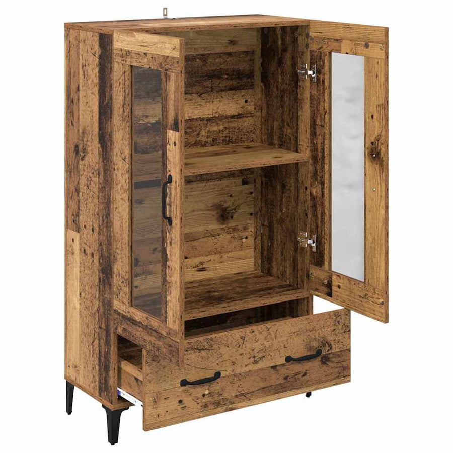 Highboard Oud Hout 70 x 31 x 115 cm Gemonteerd hout en ijzer