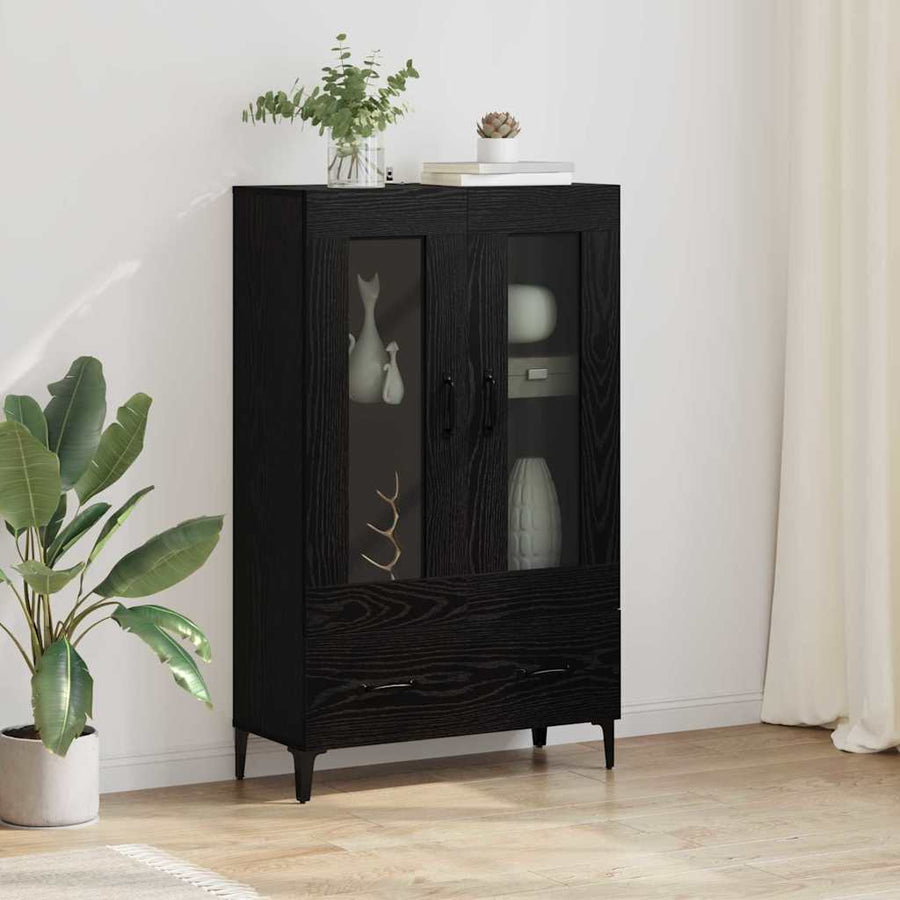 Highboard Zwart Eiken 70 x 31 x 115 cm Gemonteerd hout en ijzer