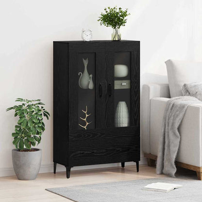 Highboard Zwart Eiken 70 x 31 x 115 cm Gemonteerd hout en ijzer