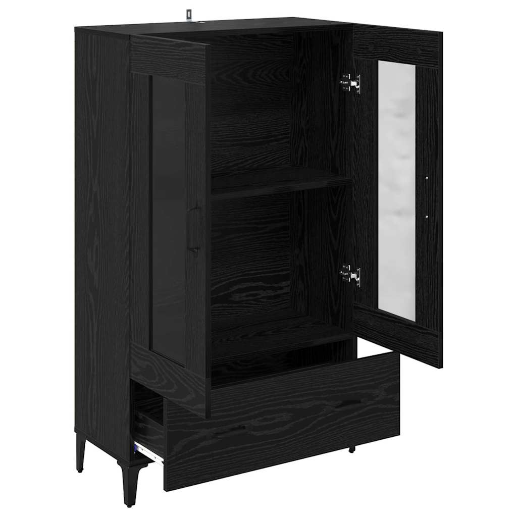 Highboard Zwart Eiken 70 x 31 x 115 cm Gemonteerd hout en ijzer