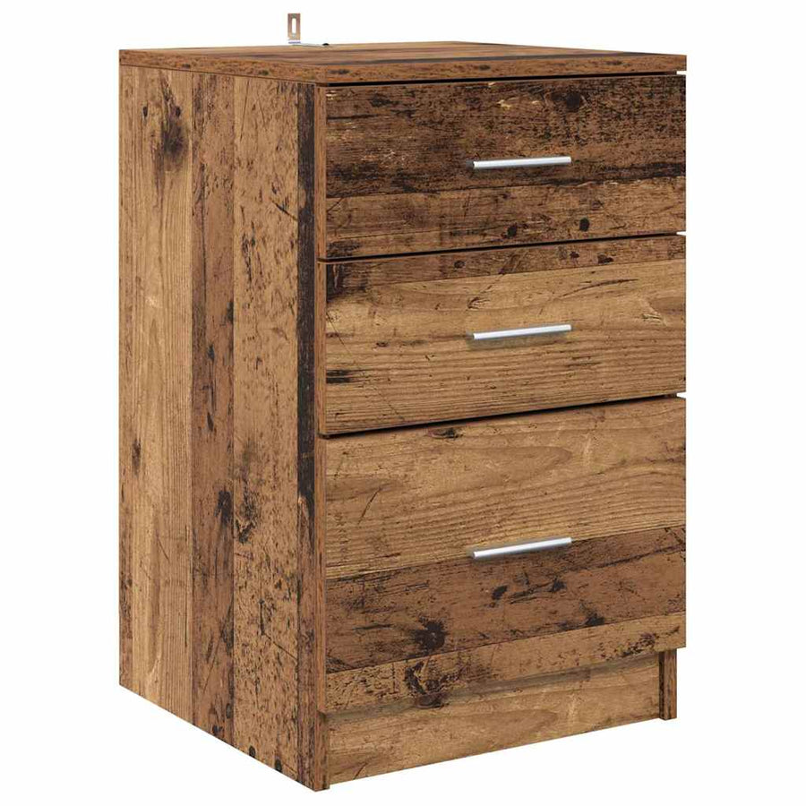 Nachtkastje met lade Oudhout 40 x 40 x 63 cm Bewerkt hout