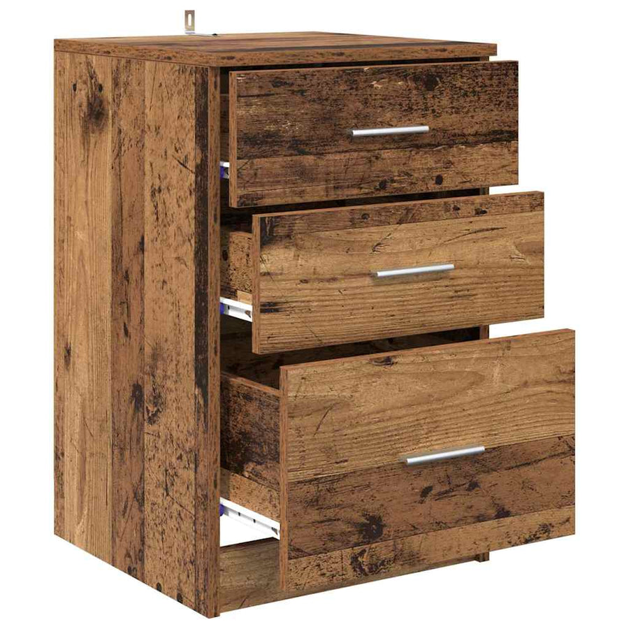 Nachtkastje met lade Oudhout 40 x 40 x 63 cm Bewerkt hout