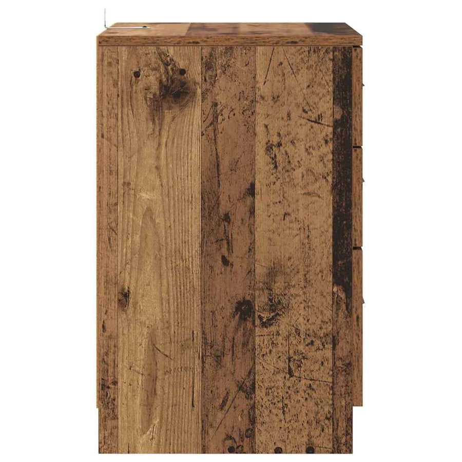 Nachtkastje met lade Oudhout 40 x 40 x 63 cm Bewerkt hout