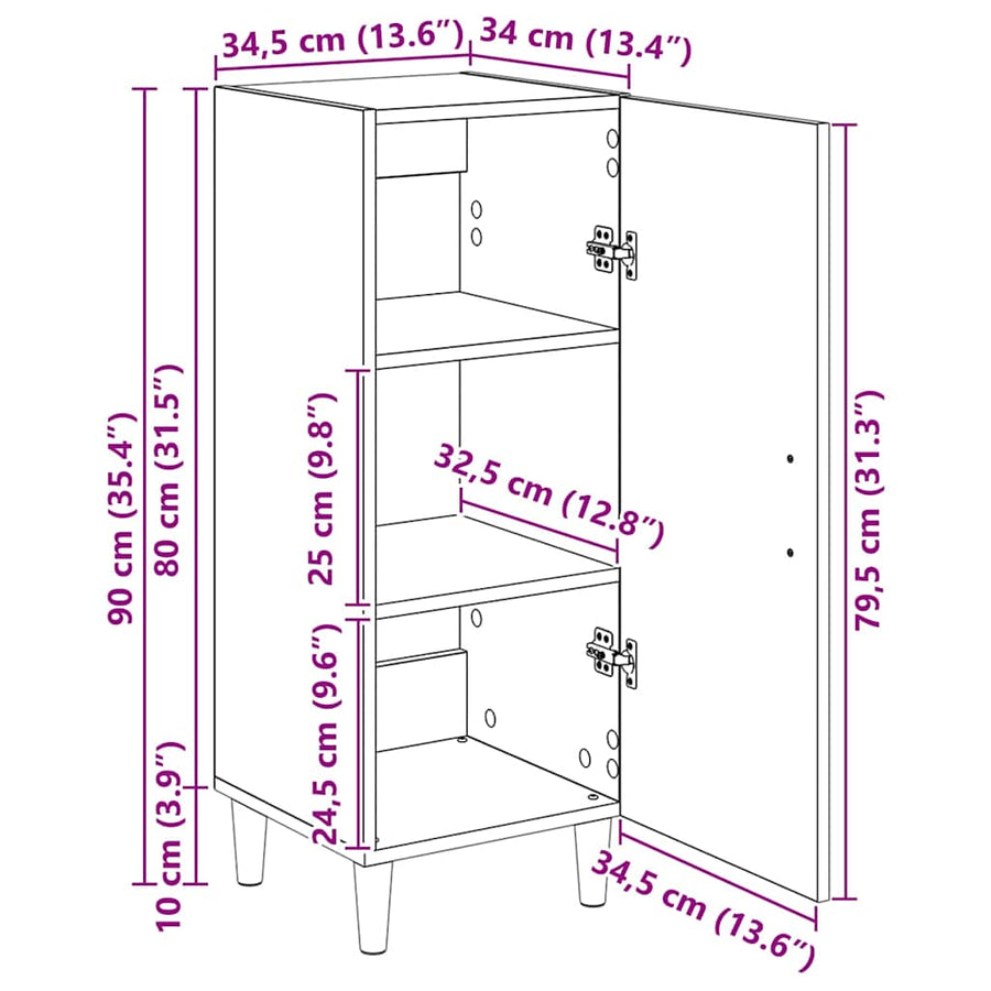 Dressoir Artisan Eiken 34,5 x 34 x 90 cm Bewerkt hout