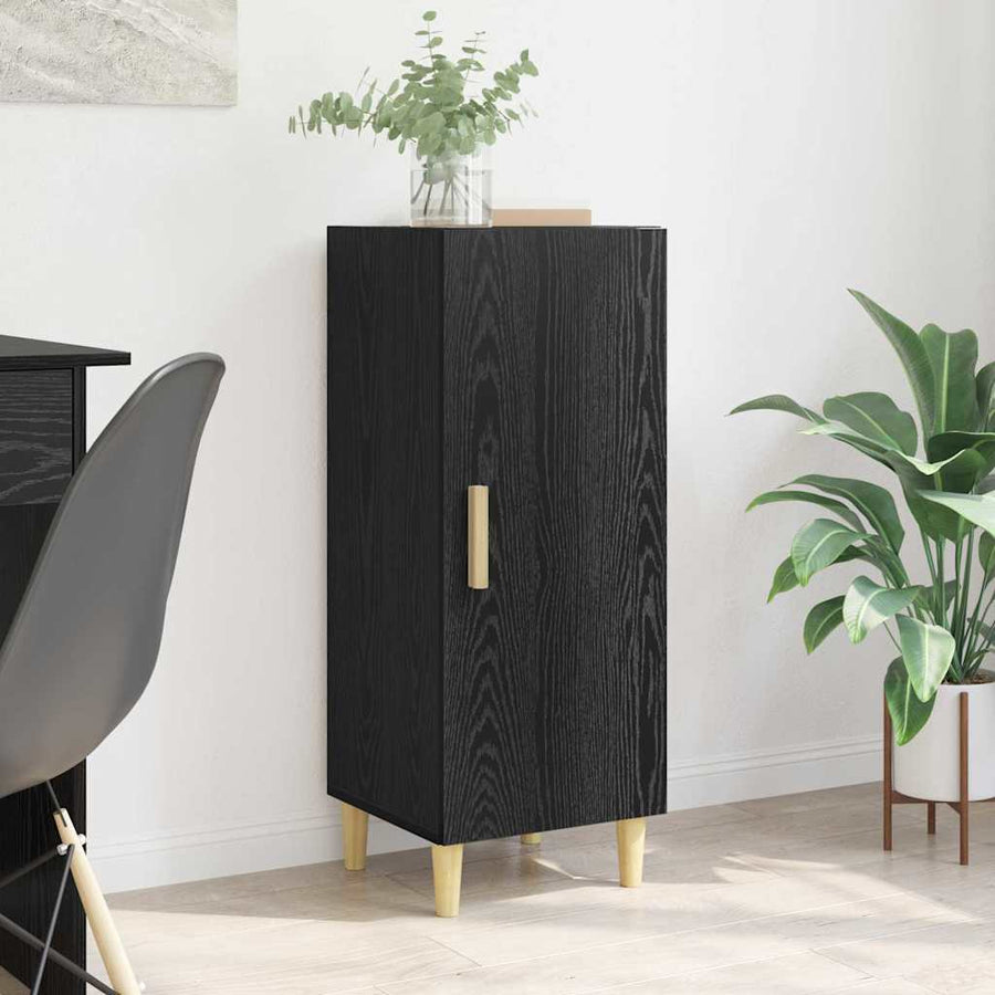 Dressoir Zwart Eiken 34,5 x 34 x 90 cm Bewerkt hout
